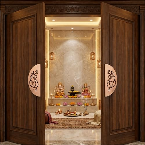 Image of COMPASS Main Door Handle | Door Handles for Main Door | Pull Handles for All The Doors of House | Office | Hotels, Antique Finish (Ganesh Rose, 6 Inch)