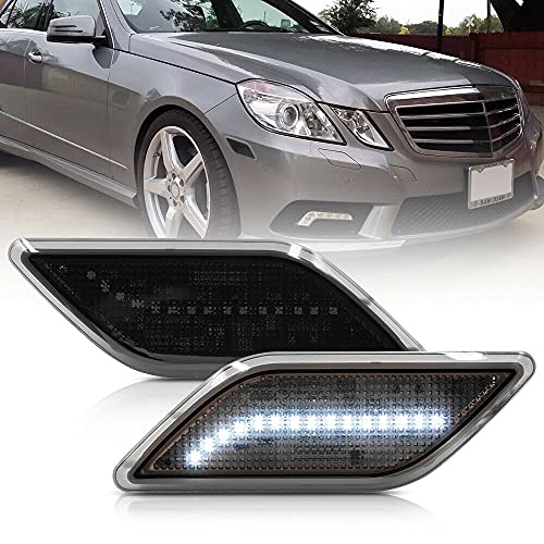 Nslumo Xenon White Led Side Marker Lights For 2010-13 Mer'cedes Benz W212 Pre-Lci E-Class Front Fender Marker Lamps Smoked Lens Oem Side Marker Replacement #TOP11