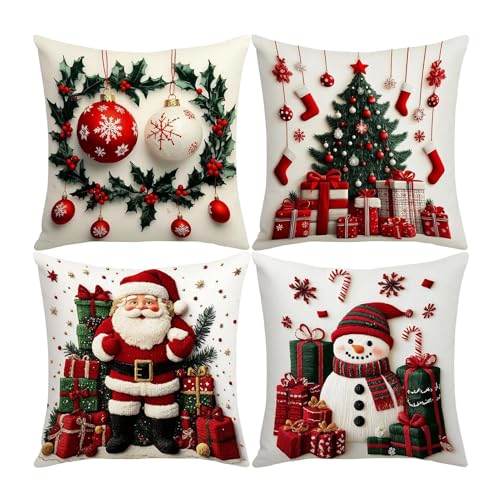 Fundas navideñas 45x45 para renovar cojines desgastados del sofá sin cambiar los rellenos 2