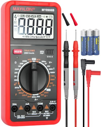 MAYILON MY8906B テスターデジタル TRMS テスター 750V-1000V直流/交流電圧 直流/交流電流 抵抗 導通 ダイオード 周波数トランジスタ測定HEF NCV ライブ線検出など