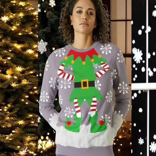 Ugly Christmas Sweatshirt for Men/Women Funny 3D Unique Hilarious Graphic Holiday Sweater Long Sleeve Pullover Top2