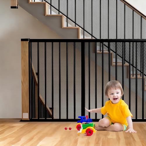 階段手すり用 転落防止ネット 125 x 700 cm お子様やペットの階段の転落防止安全ネ護ベビーゲー簡単設置ケブルタイ付き庭/ベランダ/窓玄関用, ブラック
