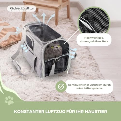 Mobiclinic® Pets, Hundebox, Bronco, Faltbar, Trolley-Gurt, Belüftung, Multi-Access, Verstellbar, 48x25x30 cm, Europäische Marke, Hunde- und katzentransport, Koffergeeignet