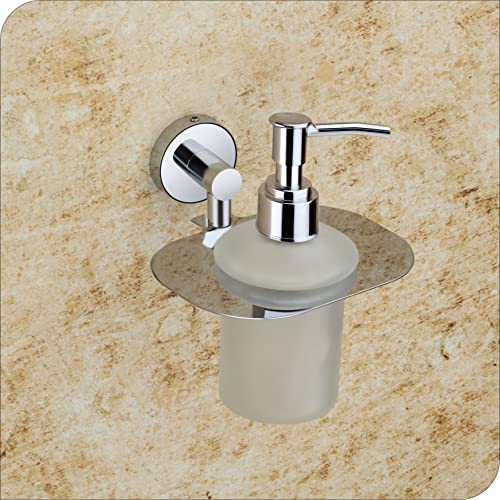 Image of Liquid soap Dispenser Holder for Bathroom handwash Dispenser soap Dispenser for wash Basin 37(Chrome Finish,Anti-Rust)(304 Stainless Steel and Glass)