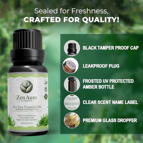 Image of 100% Pure Tea Tree Essential Oil | Antibacterial & Skin Healing | Acne, Scalp & Hair Care| FDA Approved | Aromatherapy & Massage Use - 15ml - Pack of 2
