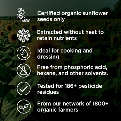 Image of Pure & Sure Organic Cold Pressed Sunflower Oil 1L | For Cooking | High In Antioxidants, Delicious & Healthy