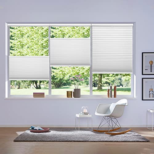 Cordless Top Down Bottom Up Cellular Shades,Blackout Honeycomb Blinds Fabric Window Shades White(100% Blackout),36"X72" #TOP6