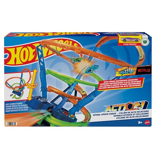 Hot Wheels HJT51 - Action Crash-Spirale Autorennbahn mit Crash-Zonen und...