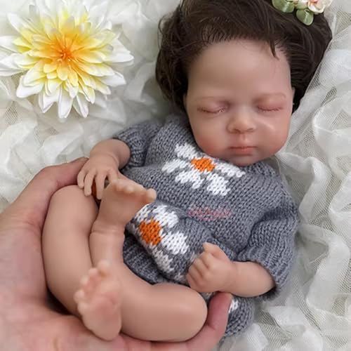 Lifelike 12inch / 30cm Mini Silikon Reborn Baby Puppe Mädchen, realistisches Schlafen Neugeborenes Baby für handgefertigtes Sammlergeschenk – Bild 5