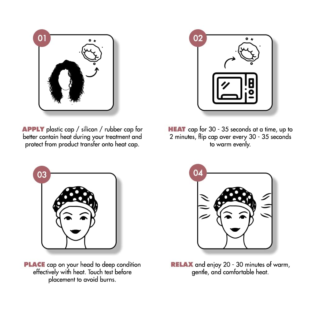 XO Curls Microwavable Deep Conditioning Micro-Cotton Heat Cap with Flaxseed, For Hair Spa Hair Steaming Experience at Home 3
