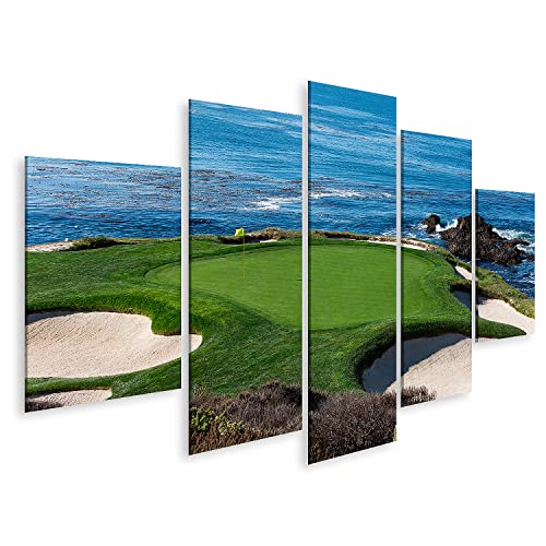 Parcours de golf de Pebble Beach en tableau mural pour salon de golfeur