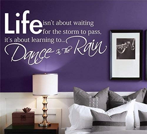 Life Learning Dance Rain Wall Art Quote Sticker Murals Decals transfer Design, Whitematt, Medium