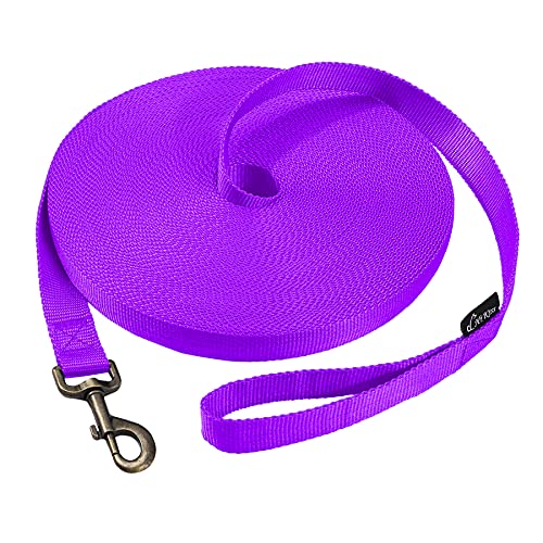 Image of HIKISS Long Dog Leash Obedience Recall Training Agility Lead with Thickening Material for Large Dog - 15ft 20ft 30ft 50ft 100ft Training Leash(Purple 50ft)
