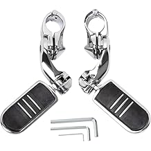 HY-SPEED Motorcycle Highway Pegs Crash Bar with 1.25" Engine Guard Adjustable Foot Peg Compatible with Softail Sportster Electra Road Glide Road King Street Glide Chrome