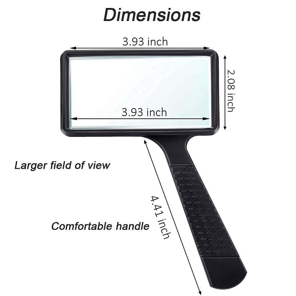 Magnifyiglasses Lente d'Ingrandimento Rettangolare Portatile 5X Readimagnifyiglass Grandi Occhiali da Vista per Libri Mappe Hobby Learnifault Finding