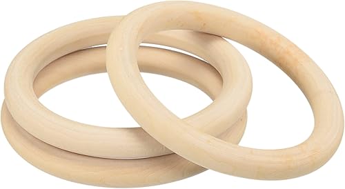 uxcell 3 anillos de madera natural de 3.5 pulgadas (3.543 in), círculos de madera lisa sin terminar de 0.394 in de grosor para manualidades, tejer,