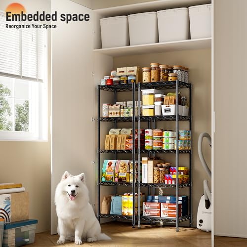 Image of DurayLoly 5-Tier Narrow Shelf for Small Spaces, 15.8 inch W Metal Shelving Unit, Adjustable Wire Rack, Freestanding Storage for Bathroom, Laundry, Kitchen Pantry, Black