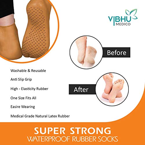 Image of Vibhupharma Men's and Women's Waterproof Rubber Socks for Foot Crack (Pink)