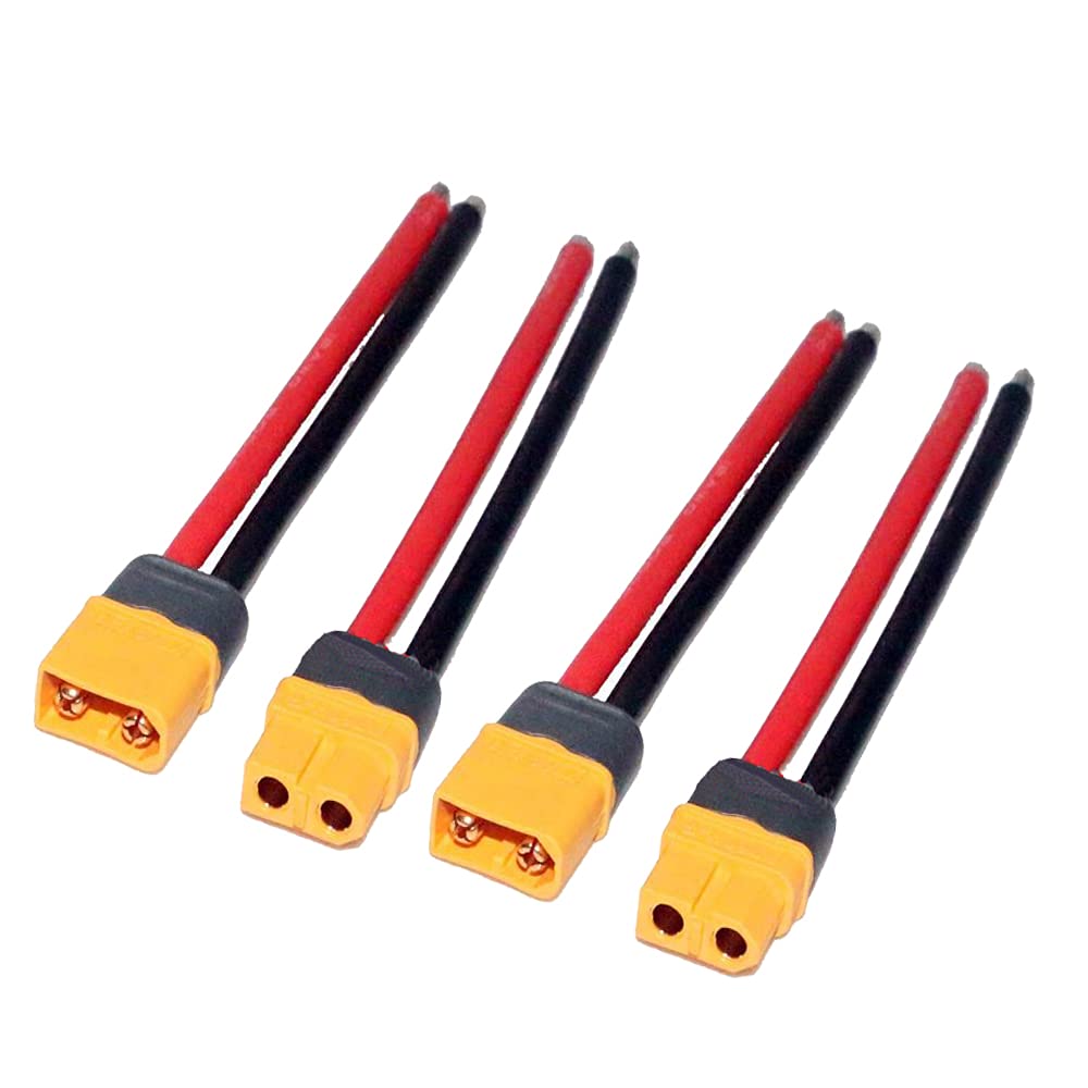 YIXISI 2 Paia Compatibile con Mini-Tamiya Adattatore, Compatibile con Mini-Tamiya Maschio e Femmina Connettore Batteria, con Cavo in Silicone 10cm 14AWG, per Veicoli RC e Batterie Lipo