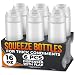 FIFO Squeeze Bottle Refillable 16 oz | Green Tip Small Valve Dispenser for Thin Condiments, Sauces, Batter and Dressing | Self Sealing No Drip No Hassle | (6 Pack)