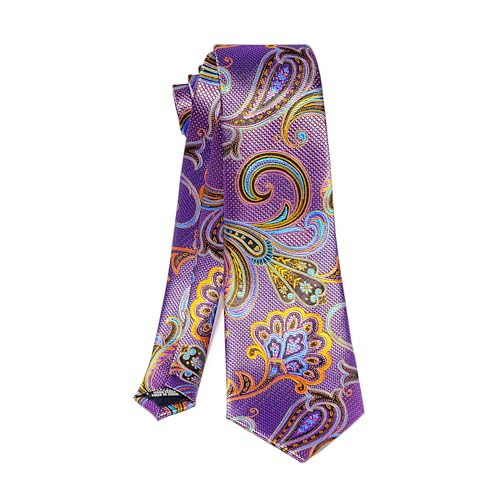 Image of 5PCS Tie and Pocket Square for Men, Silk Necktie and Handkerchief Cufflinks with Gold Ring and Lapel Pin Set