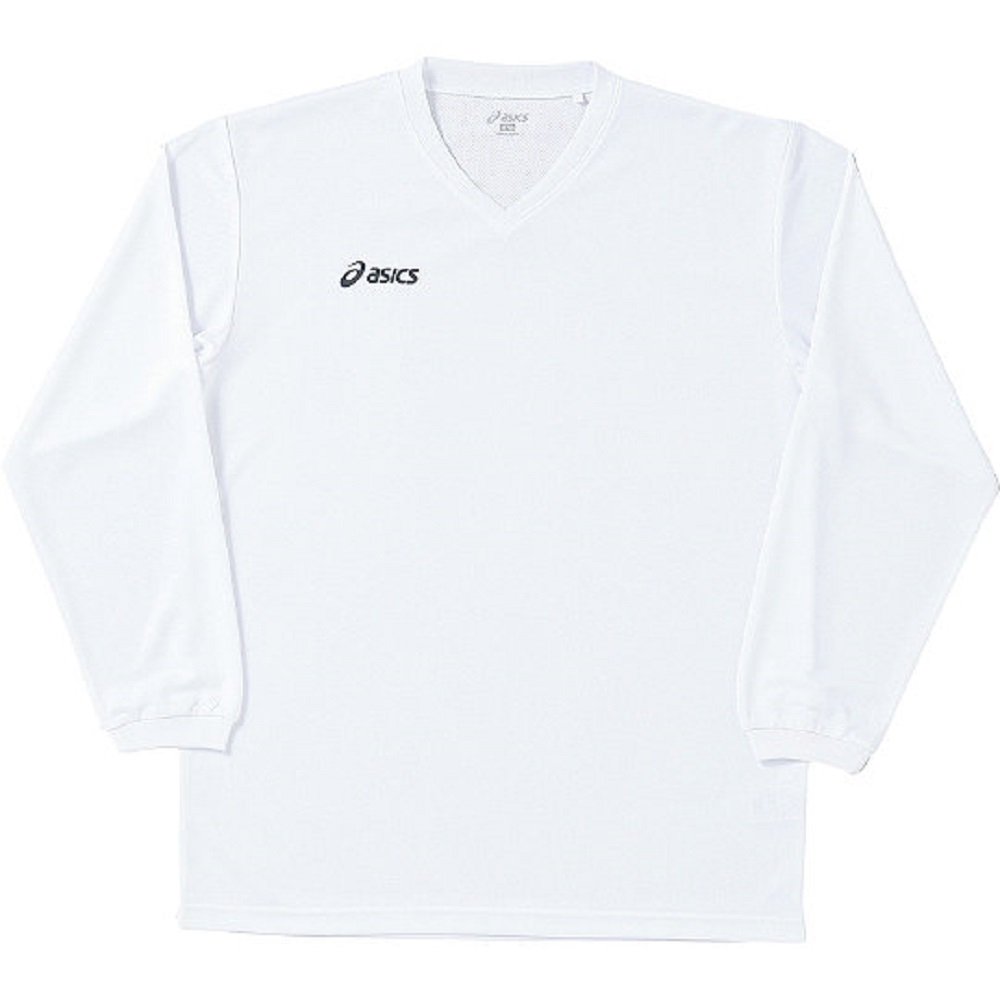 ASICS ホワイト Vネック シャツ Amazon.co.jp: アシックス(asics) ロングスリーブシャツ XS6524 01