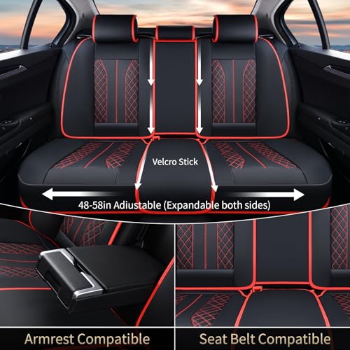 Image of FLORICH Car Seat Covers Front Seats and Back Faux Leather Seat Cover Waterproof Seat Covers Car Seat Cushion 5 Seats Car Seat Protector Universal Fit for Most Cars SUV Trucks, Black&Red
