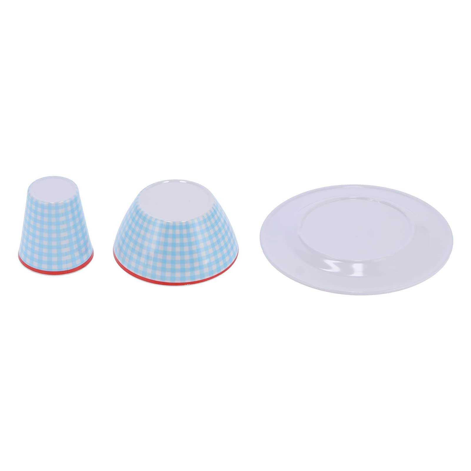 Juego de vajilla Rejilla azul claro Taza de melamina Plato de tazón Vajilla doméstica multiusos duradera para el hogar Cocina Restaurante 12 piezas AB06010+BT009+CH62