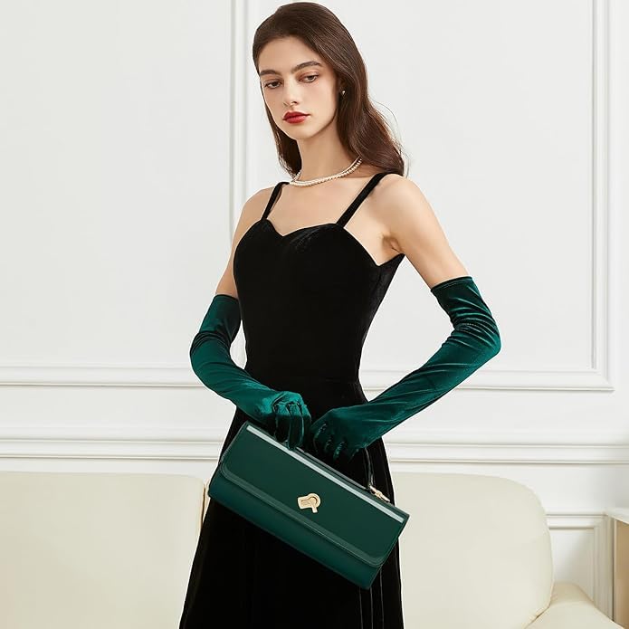 Image of BRYCTSISEN Women Metallic PU Leather Evening Clutch Purse Handbag Crossbody Shoulder Bag Square Box Bag Chic Handbag