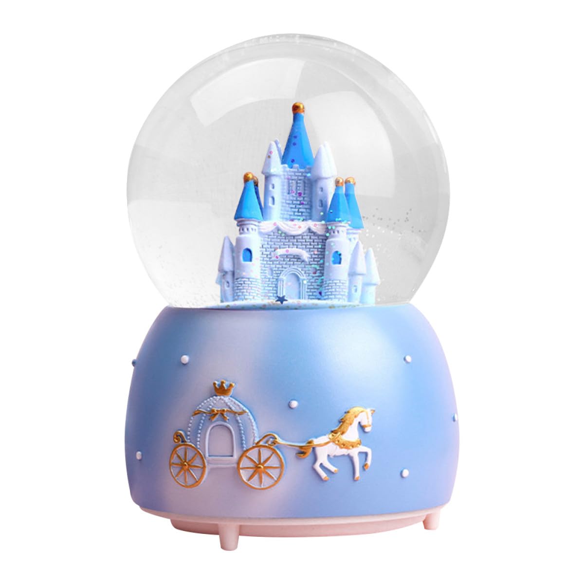 Uonlytech Caja de Música Bola de Cristal Decorativa Azul Resina y Vidrio, 3 Piezas, Adecuado para Decoración de Habitación y Escritorio Infantil