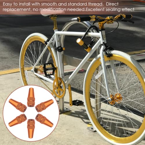 6 Pcs Tapones de Válvula Naranja para Bicicleta miniatura 6