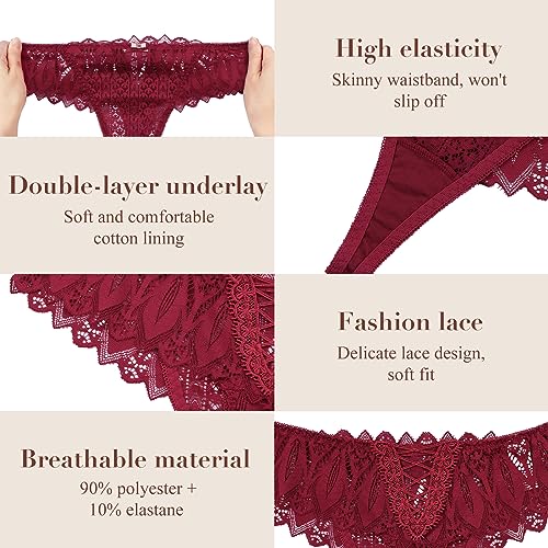 Lishang-5er-Tangas-Mujer-Pack-Sexy-Bragas-Encaje-Mujer-Ropa-Elastica-Braguitas-Culotte-Transparente-Cintura-Baja-Ropa-Interior-Femenina