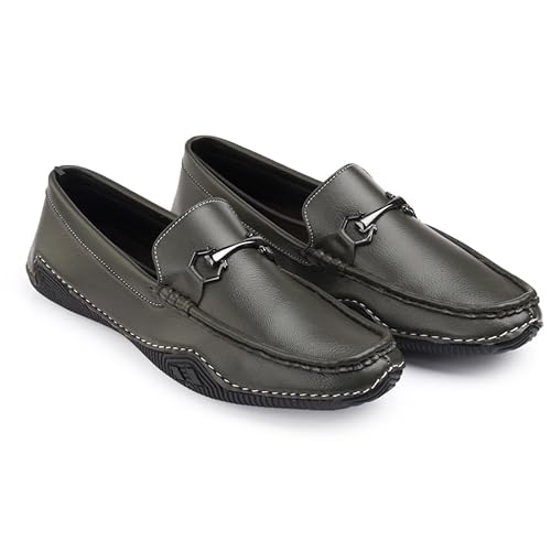 WUGATTI Men's Olive Suede Office Wear, Trendy & Lightweight Slip-On Loafers 7