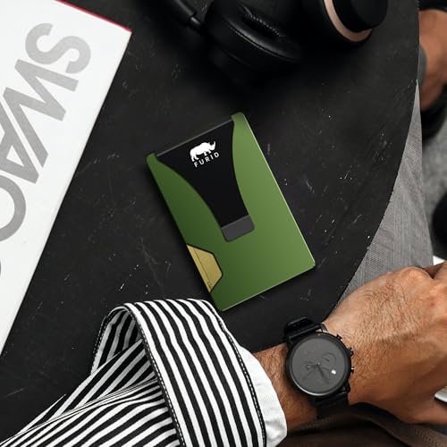 Image of furid Minimalist Card Wallet for Men Slim: Rfid Metal Wallet with Money Clip Credit Card Holder - Gift for Man Husband at Brithday Stocking Stuffers