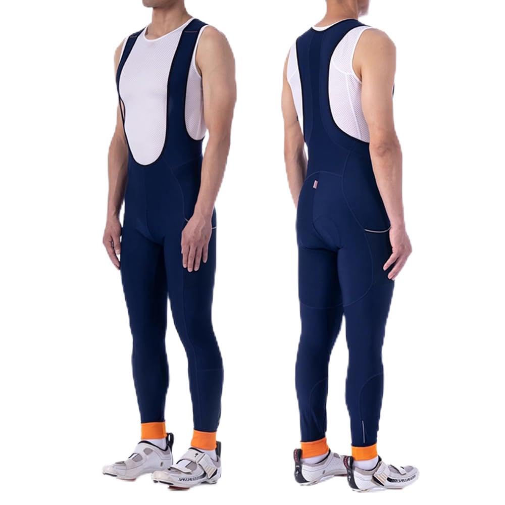 MY KILOMETRE Culote de Ciclismo Largo de Invierno para Hombre – Térmico y Cortavientos, con Acolchado 3D y 2 Bolsillos Laterales Reflectantes