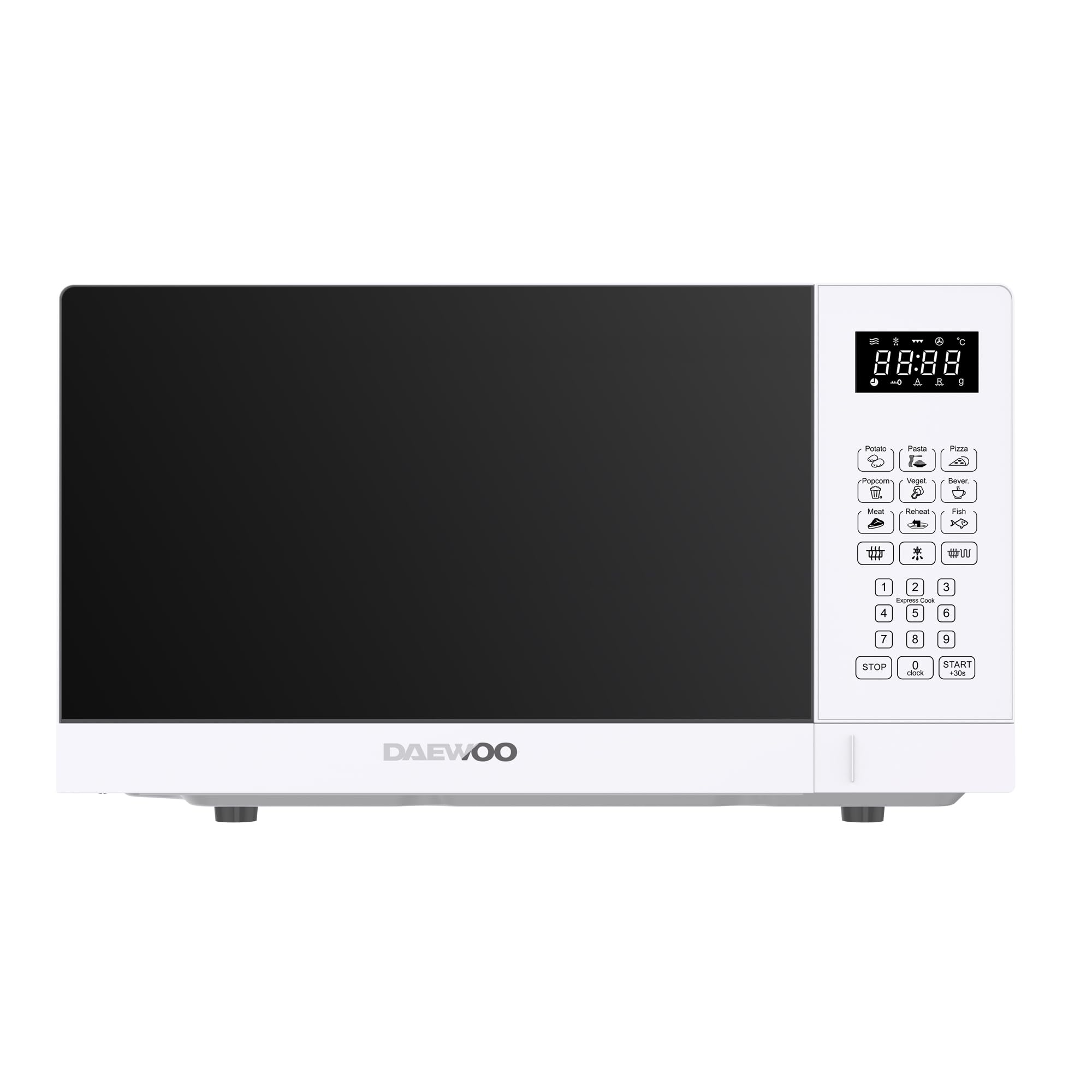Daewoo MD-FA202GW-EU Micro-ondes avec gril, capacité de 20 litres, 700 W, 8 programmes, 5 niveaux de puissance, panneau numérique, blanc