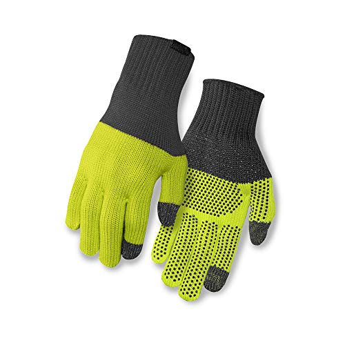 Giro Knit Merino Wool Adult Unisex Winter Cycling Gloves - Grey/Lime (2021), Large/X-Large