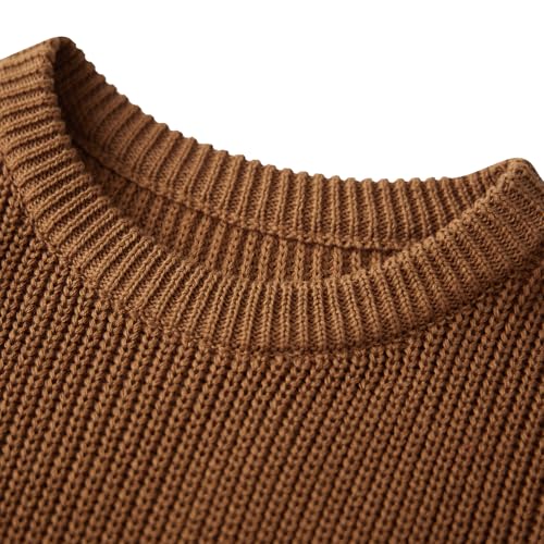 Mommy and Me Matching Sweaters Solid Color Long Sleeve Round Neck Chunky Pullover Tops Fall Winter Warm Knitwear3