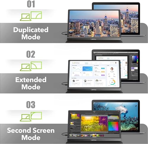 Image of Lepow Portable Monitor 15.6 Inch, FHD 1080P USB-C HDMI Gaming Ultra-Slim IPS Display Eye Care Screen with Speakers, External Monitor for Laptop PC PS4 Xbox Phone w /Smart Cover, Plug & Play Black