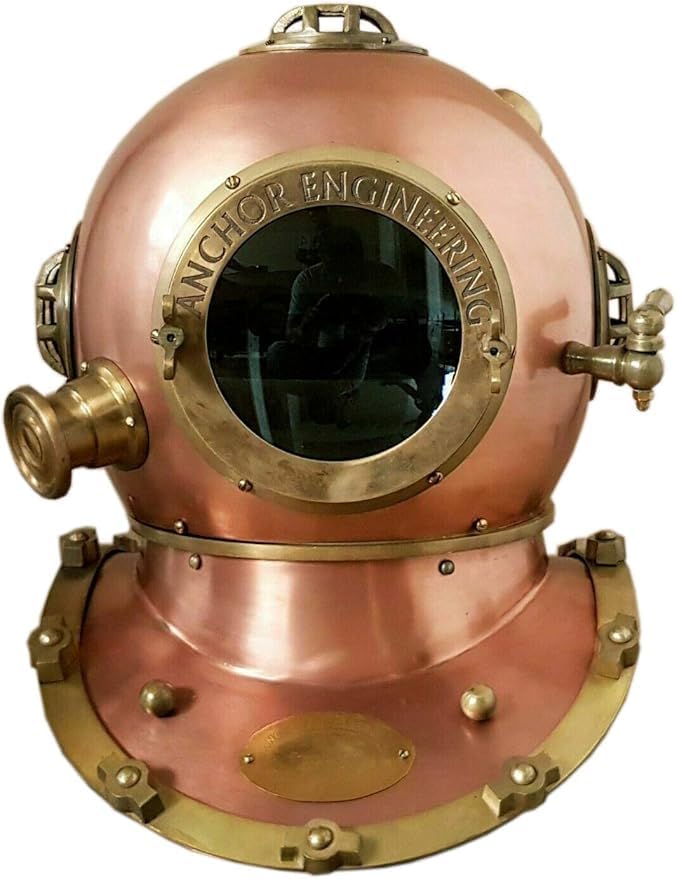 Bronze US Navy Mark V Deep SCA Antique Diving Helmet Replica for Adults, Unisex, Home & Desk Decor || Golden Store