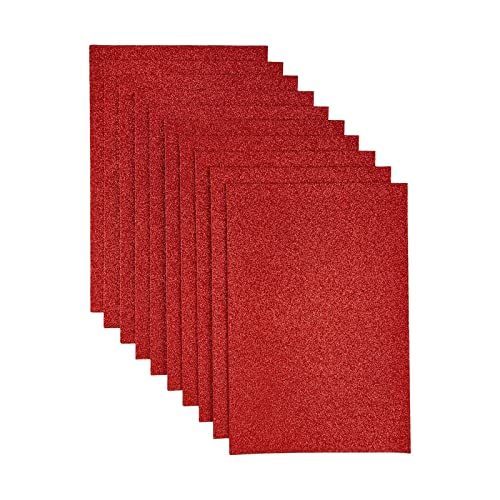 Jtnohx Tissu Feutrine Pailleté, Feuilles de Feutrine Paillettes Solides, 20x30cm Paquet de 10 Tissu en Feutre pour L'artisanat, Feuilles de Feutre pour Festivals et Les Projets De Fête(Rouge)