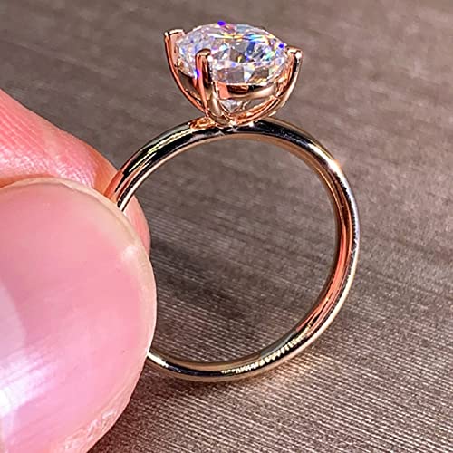 SUKKCCNO 14k Gold Oval Zircon Women's Ring Bridal Wedding Ring Engagement (Size 6)3