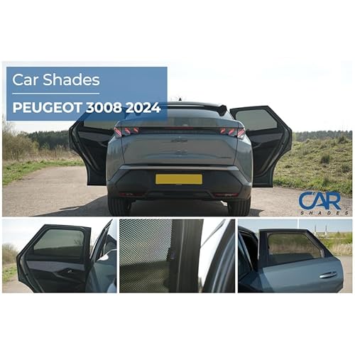CAR SHADES Satz (Hintertüren) kompatibel mit Peugeot 3008 III 2024- (2-teilig) - Passgenaue Sonnenschutzblenden, Schwarz
