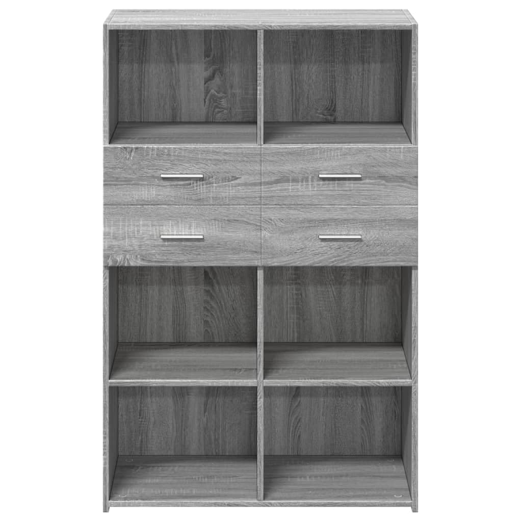 Highboard Sonoma gris 80 x 42,5 x 124 cm, armario de madera con cajones, espacio de almacenamiento versátil para salón, dormitorio