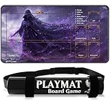 Cleaneat MTG Playmat with Portable Playmat Tube, TCG Playmat 24''x14'' with Battle Zone, Magic Playmat Commander Deck Gaming Mat for Beginner (Necromancer)