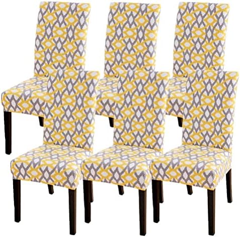 SUBCLUSTER 6 Pcs/Set Soft Stretchable Dining Chair Covers with Printed Floral Patterns,Spandex Banquet Chair Seat Protector Slipcovers for Holiday Home Party, Hotel, Wedding Ceremony (Style 9)