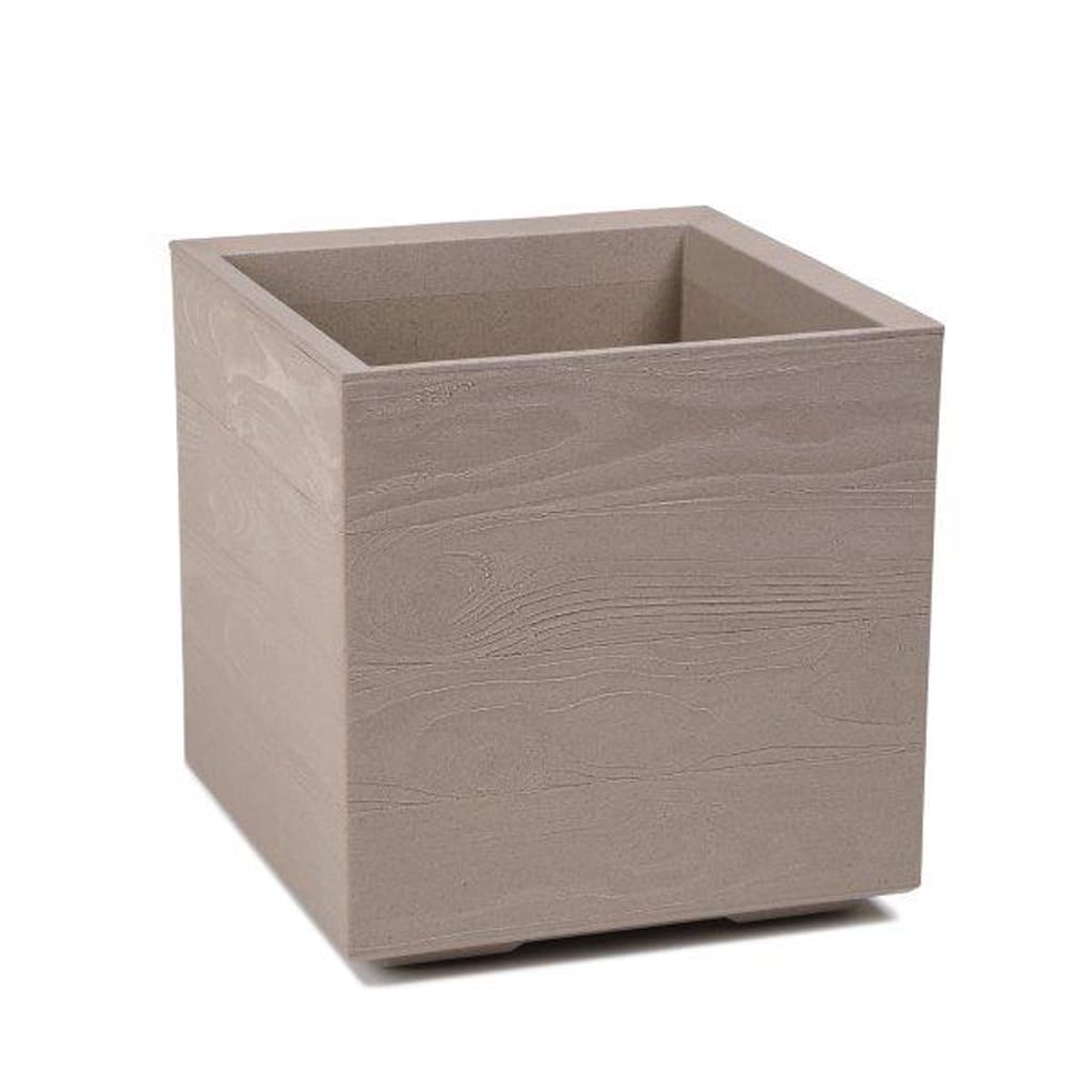 Kreher XL Pflanzkasten Karo in Holzoptik, 39 x 39 x 39 cm (Kaffee Latte)