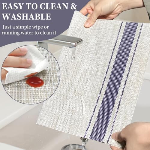 Image of TIED RIBBONS Placemats Set of 6 for Dining Table Kitchen Place Mats Washable Wipeable Non-Slip Indoor Outdoor (PVC, Multi, 30 cm x 45 cm)