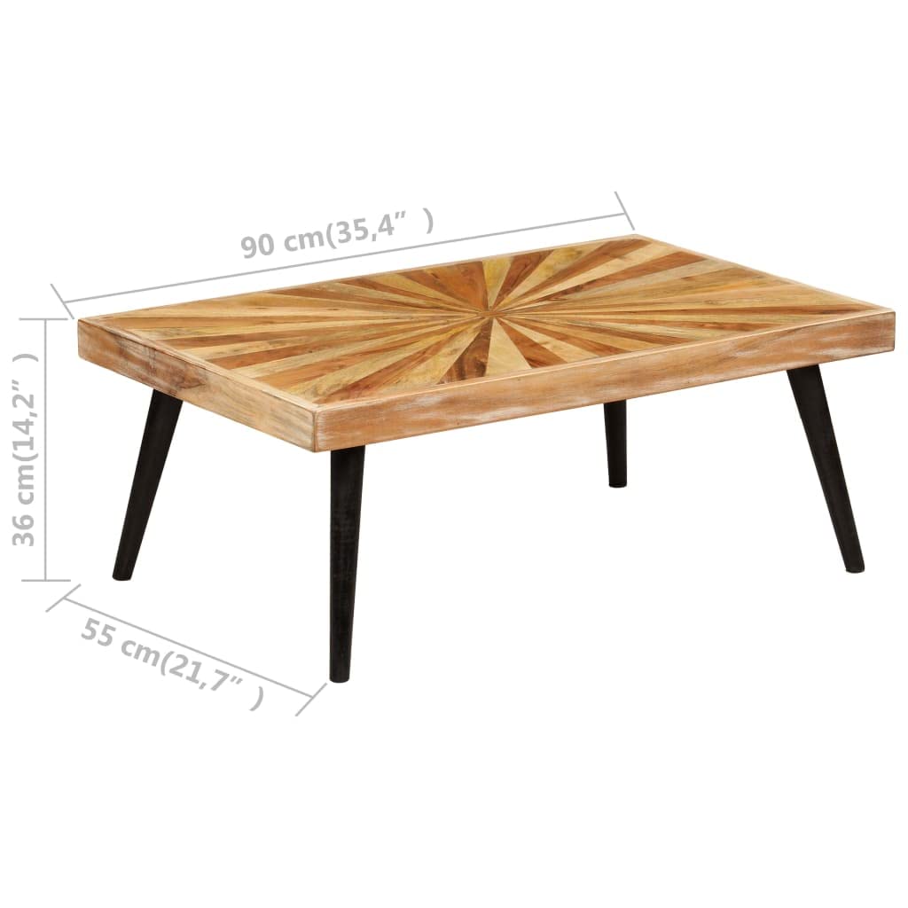 Mesa de salón de madera maciza de mango, 90 x 55 x 36 cm, mesa de salón, mesas de salón, mesas de café, para un ambiente acogedor