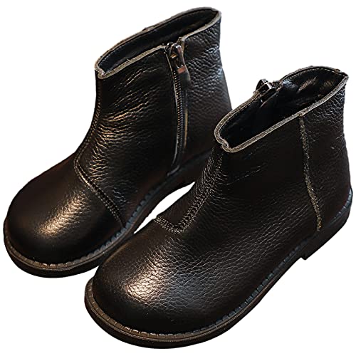 rismart Toddler Little Girls Ankle Boots Zippers Casual Black Bootie2